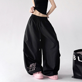 裤 女2026春秋季 新款 jazz爵士跳舞高街束脚工装 宽松显瘦抽绳休闲裤