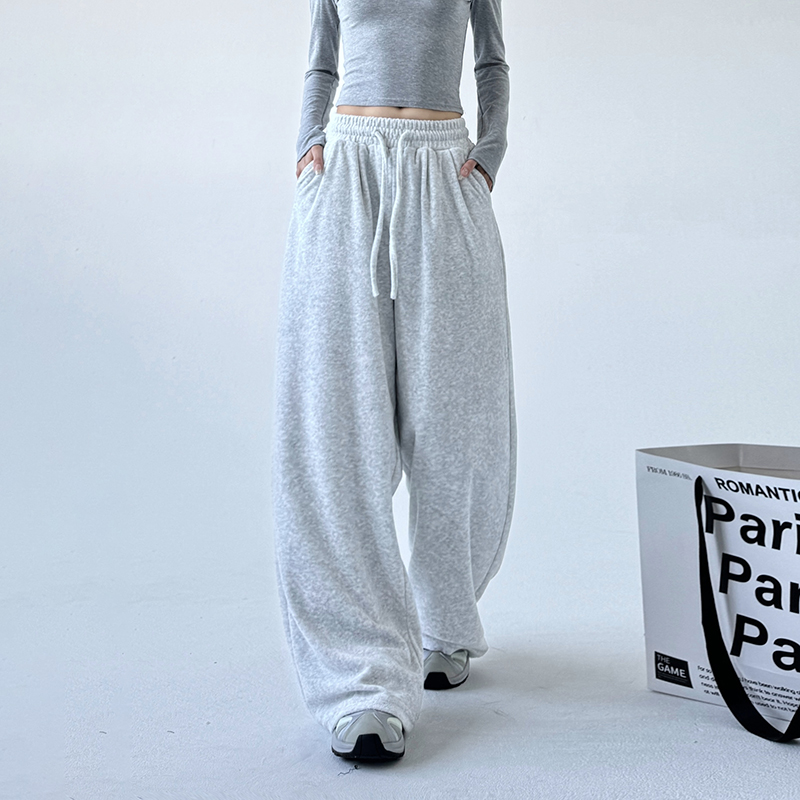 慵懒风松紧腰宽松休闲裤