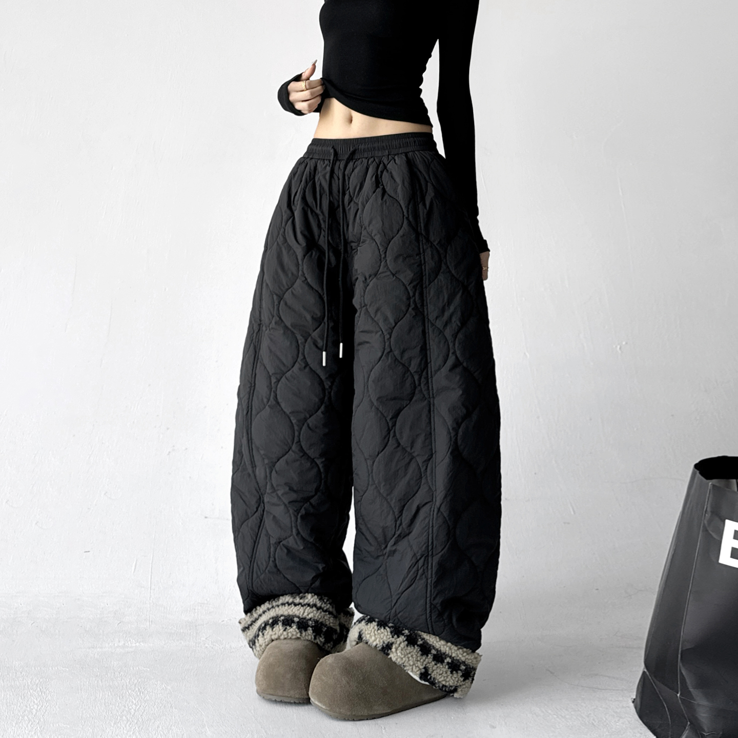 超火2025冬季新款棉裤女潮牌户外防风加厚保暖滑雪裤直筒休闲裤子