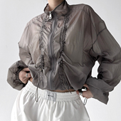 2025夏装 立领拉链抽绳防晒衣短外套上衣 薄款 超火新款 防晒服女时尚