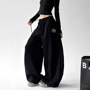 宽松显瘦百搭阔腿卫裤 2025秋冬季 女高级感印花休闲裤 运动裤 子 新款
