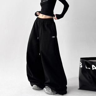 阔腿显瘦裤 加绒重磅弯刀卫裤 潮牌宽松休闲运动裤 新款 女2025冬季
