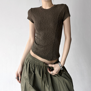 修身短袖T恤女2026夏季显瘦百搭圆领纯色上衣