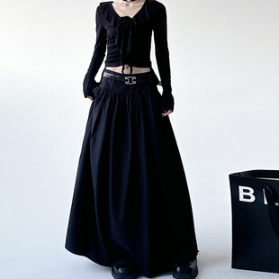 法式 伞裙子 风腰封抽褶高腰半身裙女春夏白色气质显瘦长款