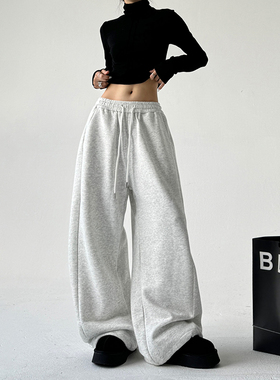 超好看2025年秋装新款白色运动裤女宽松裤子高街hiphop美式卫裤