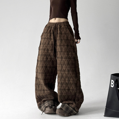 2025新款冬季加绒加厚保暖休闲裤女宽松显瘦百搭直筒阔腿长裤子