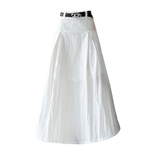 白色休闲半身裙女2026夏季新款中长款显瘦通勤高级感百搭A字长裙