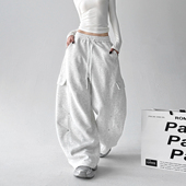 女2025秋装 hiphop嘻哈爵士舞裤 新款 灰色卫裤 美式 休闲裤 垂感运动裤