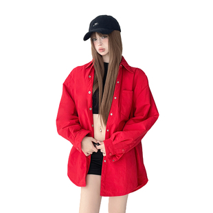 2026冬季新款设计感廓形加绒衬衫外套女款oversize中长款衬衣棉服