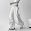 女宽松高腰休闲阔腿裤 裤 子 美辣妹速干肌理感工装 2025秋冬加厚新款