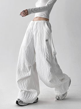 2025秋冬加厚新款美辣妹速干肌理感工装裤女宽松高腰休闲阔腿裤子