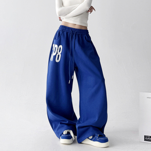超好看街舞運動衛(wèi)褲 新款 松緊腰印花寬松闊腿休閑褲 女2025春秋季