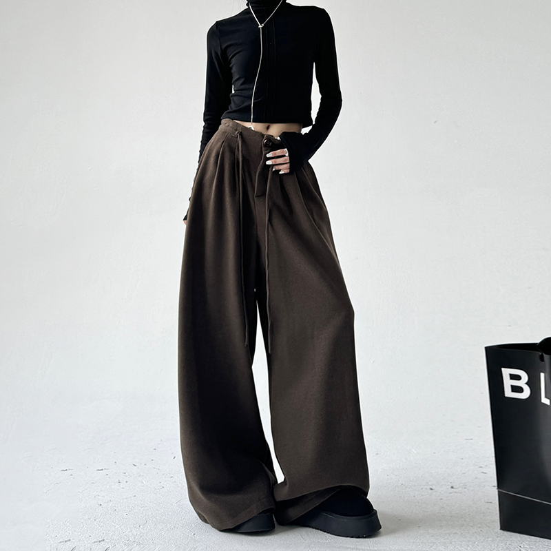 垂感宽松阔腿拖地长裤