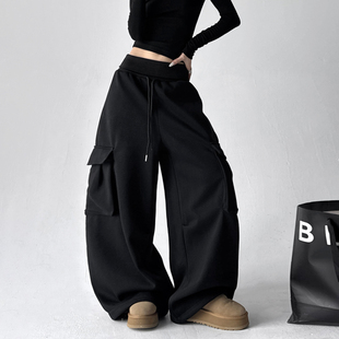 长裤 休闲裤 2025冬季 加绒运动卫裤 高个子裤 裤 新款 子 女宽松显瘦工装