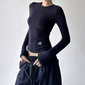 设计感长袖 内搭上衣女修身 紧身打底衫 经典 2025秋冬新款 正肩t恤