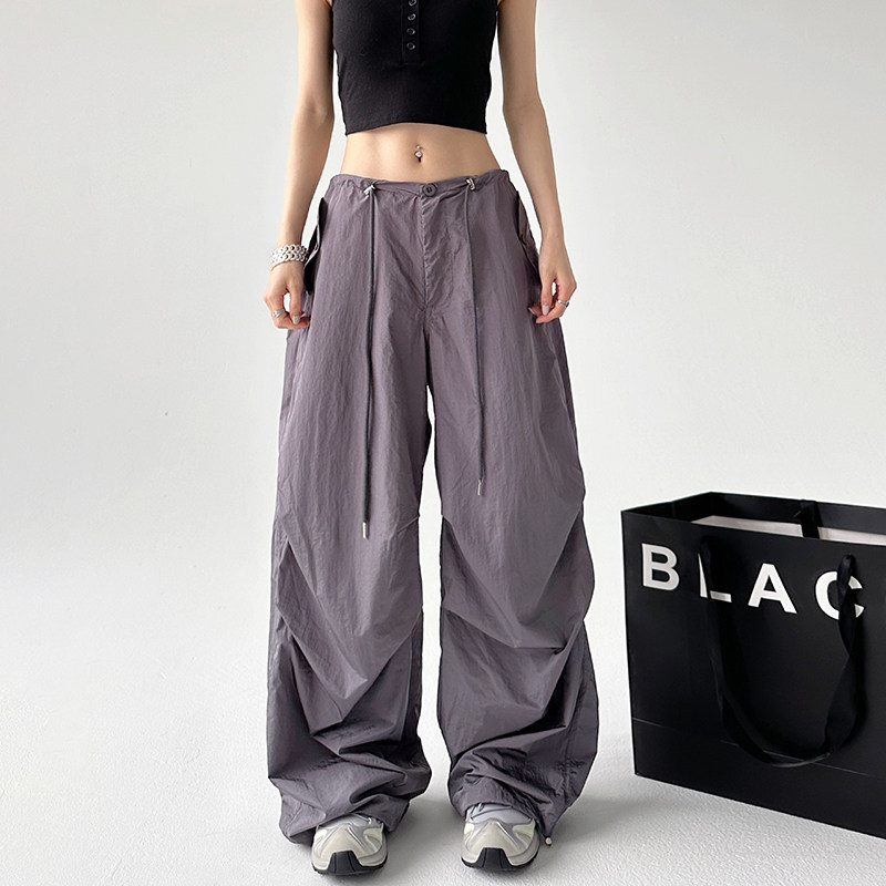 夏款直筒工装裤女2025夏季新款美式高腰复古休闲垂感阔腿长裤子,女装/女士精品,休闲裤,淘宝优惠券,粉丝福利购,淘宝优惠卷