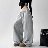 宽松慵懒嘻跳舞休闲阔腿裤 加绒加厚hiphop运动卫裤 女2025秋冬新款