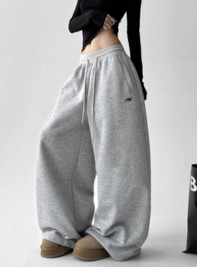 加绒加厚hiphop运动卫裤女2025秋冬新款宽松慵懒嘻跳舞休闲阔腿裤