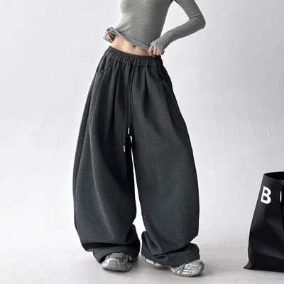 秋冬网红爆款阔腿裤女2025秋冬季新款休闲裤宽松垂感高个子加长裤