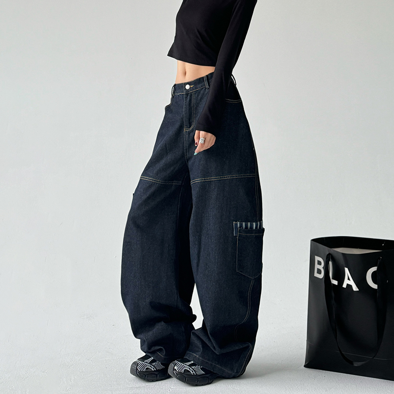 美式慵懒松弛弯刀牛仔裤