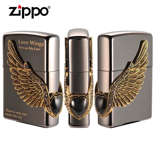 zippo打火机正版黑冰爱神之翼