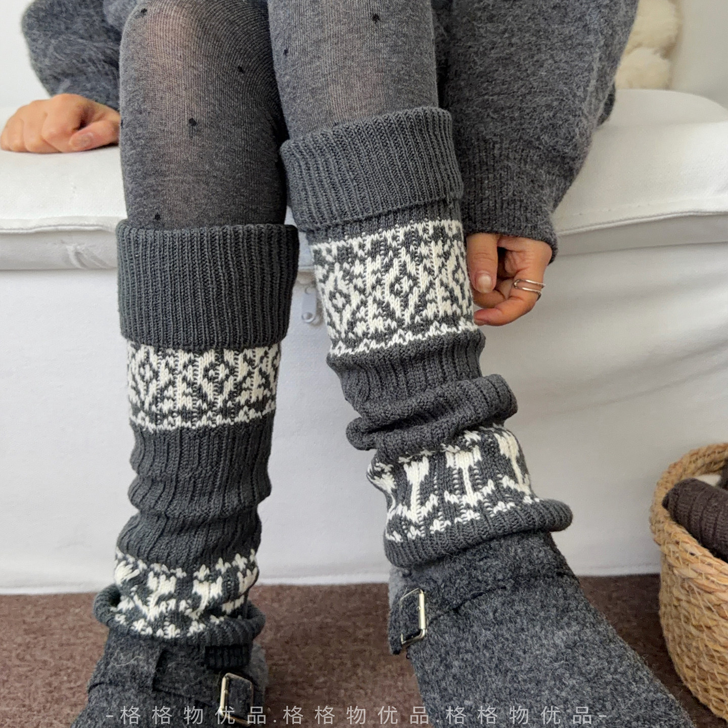 费尔岛灰色袜套堆堆袜子女秋冬季搭配雪地靴加厚保暖复古灰色腿套,女士内衣/男士内衣/家居服,长筒袜,淘宝优惠券,粉丝福利购,淘宝优惠卷