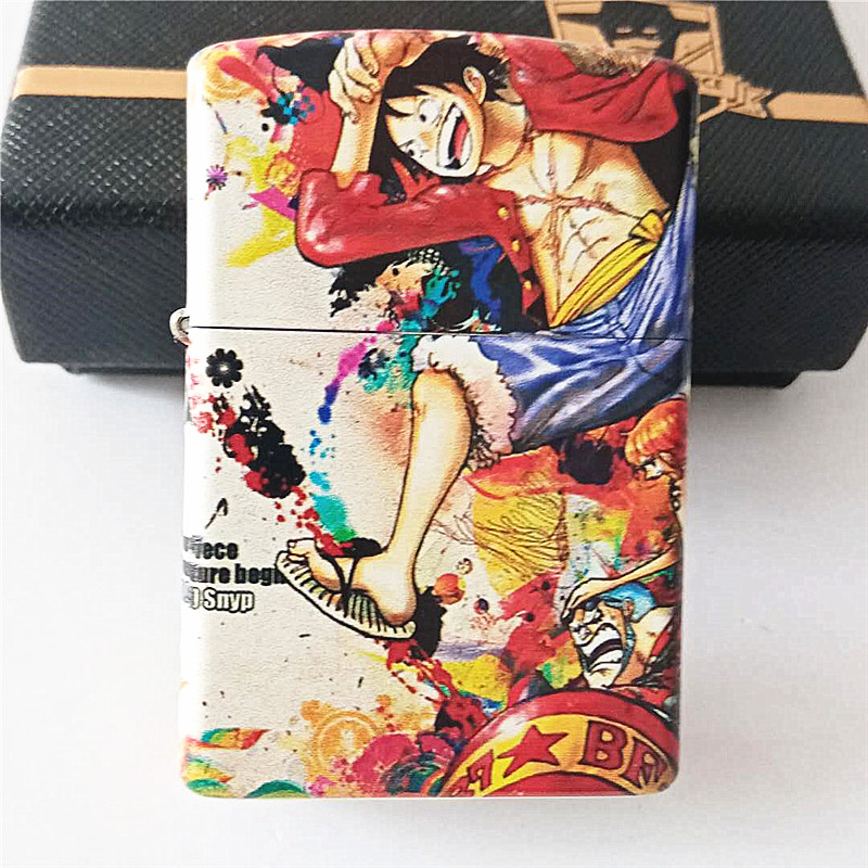 包邮ZORRO/佐罗黄铜个性创意六面彩印海贼王防风砂轮煤油打火机