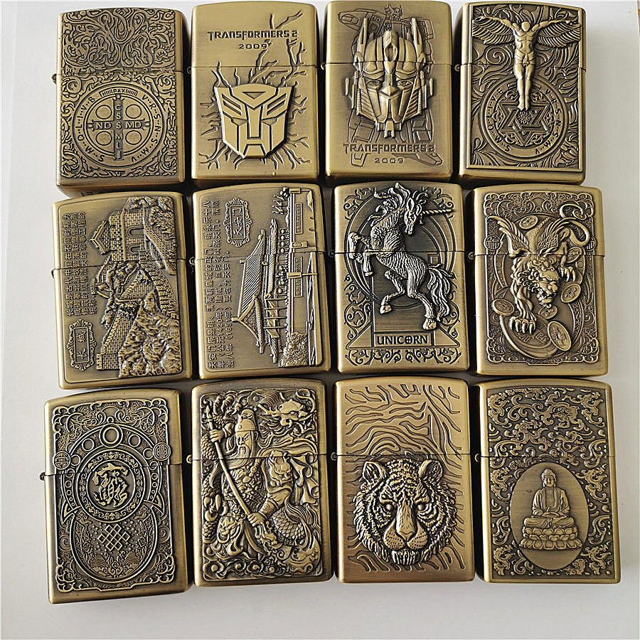 包邮恒星bohai煤油打火机浮雕金属防风关公佛独角兽龙虎兽头地球