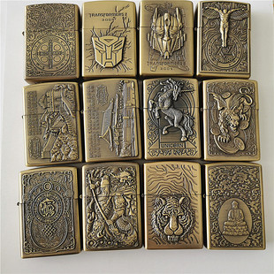 包邮恒星bohai煤油打火机浮雕金属防风关公佛独角兽龙虎兽头地球