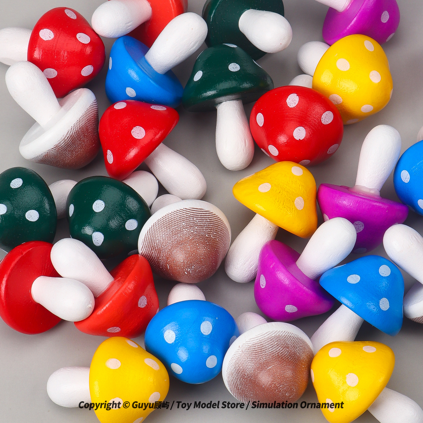 迷你木质仿真小蘑菇玩具摆件装饰微缩植物木制多肉盆栽微景观