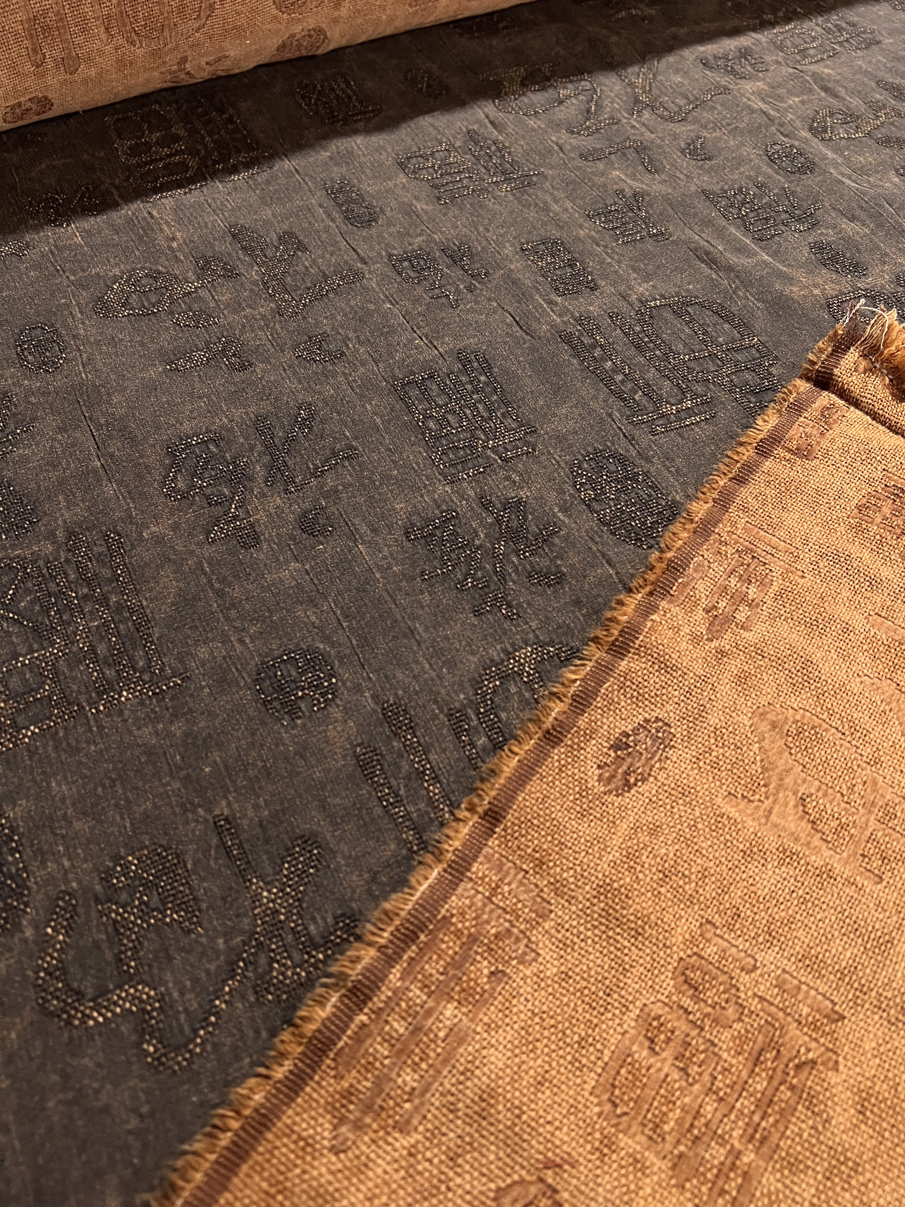 香云纱布料100%柞蚕丝110门幅80姆米中式套装面料提花百福纹