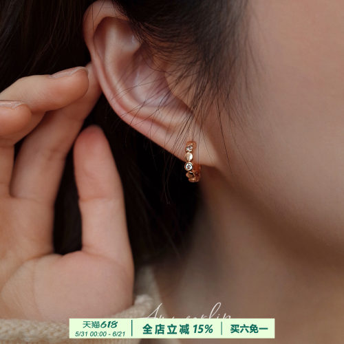 泡泡闪钻圆圈耳夹无耳洞女小众设计复古简约质感通勤百搭硅胶耳饰