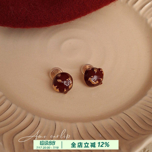 红色圆球小众复古蚊香盘耳夹