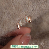 平行线闪钻几何硅胶耳夹无耳洞女小众高级设计感精致小巧耳环新款