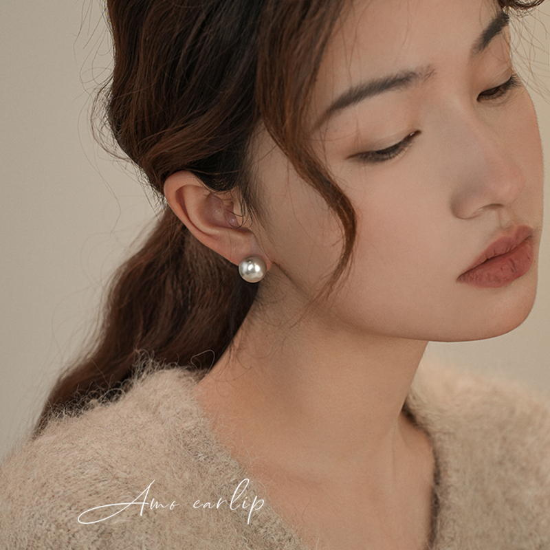 真多麻灰珍珠冷淡风硅胶耳夹