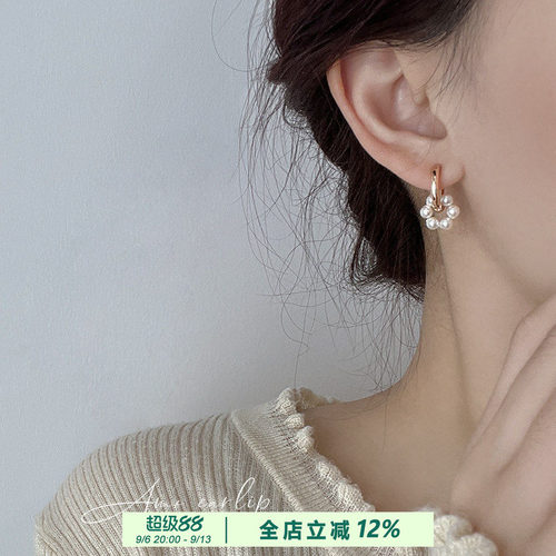 西西里岛珍珠耳夹无耳洞女小众设计高级气质硅胶耳饰2025年新款潮