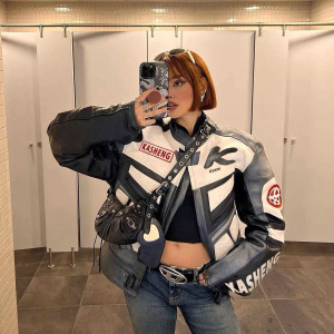 美式机车皮衣棒球服外套秋冬潮牌vintage高街情侣飞行赛车服夹克