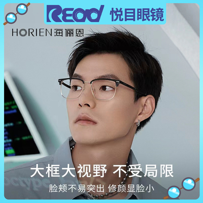 海俪恩近视眼镜框商务半框大脸眼镜框架N75008