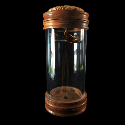 罐王•S118•梨韵栖鲤•徐一舟黄杨木草花梨蝈蝈罐双鱼铜簧65*160