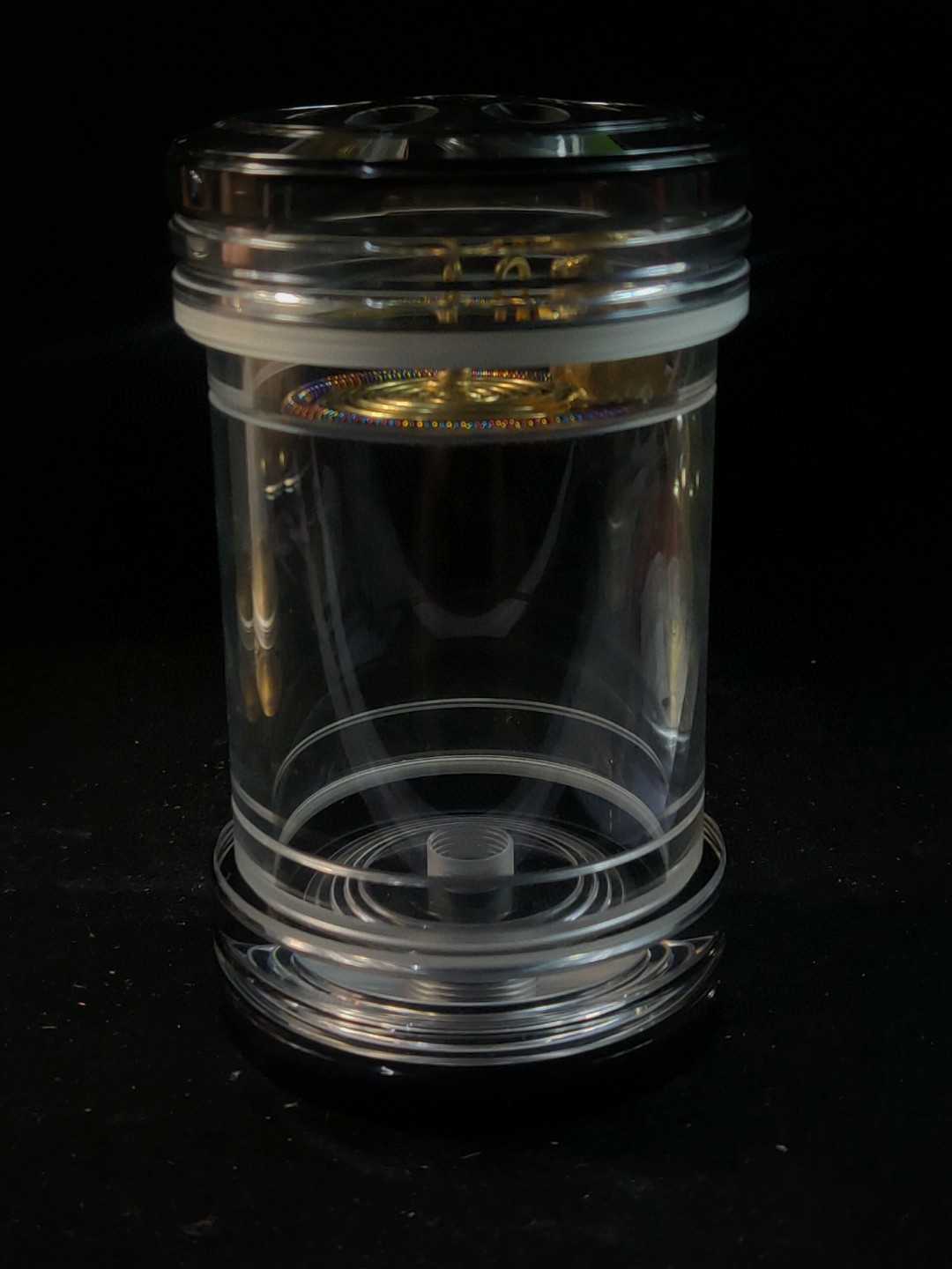 S43  李勇黑色七孔黄铜兔子簧蝈蝈罐  尺寸120*65*5