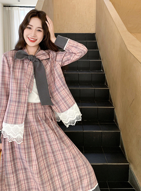 现货首发新品 格子拼接套装裙子2C230-7807-P185-268