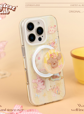 壳试验happy time磁吸双层适用苹果16promax15pro手机壳可爱童趣涂鸦15promax14pro新款iPhone14promax16pro