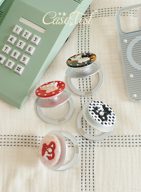 壳试验原创波点小熊折叠支架适用MagSafe手机磁吸支架少女可爱