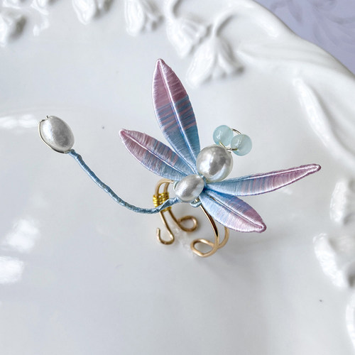 手工缠花渐变蜻蜓戒指开口可调节精美百搭配饰