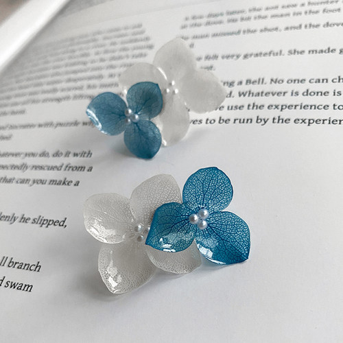 手工干花绣球花花瓣耳钉小众原创淡雅仙气森系永生花真花耳饰饰品