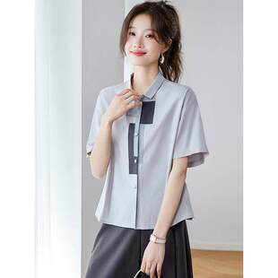 纯棉白色衬衫短袖女2025新款短款轻奢高级感薄款宽松气质女士上衣