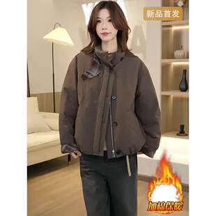 棉服女款2025新款冬季加绒宽松休闲百搭超好看小棉袄加厚保暖外套
