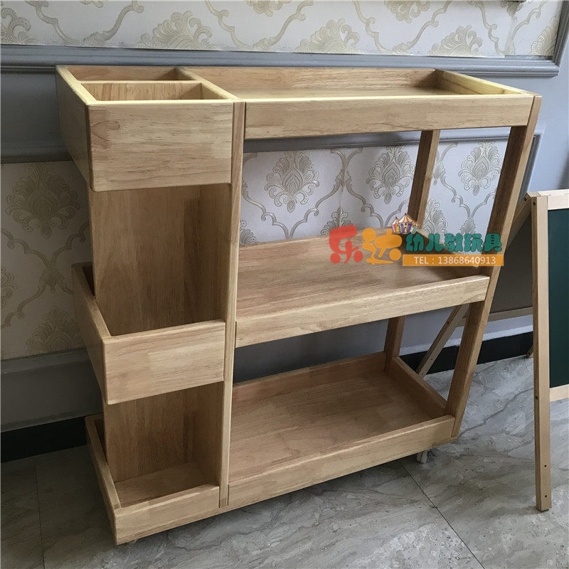 幼儿园儿童实木美术工具存放柜美术区角绘画用具储物收纳架置物柜