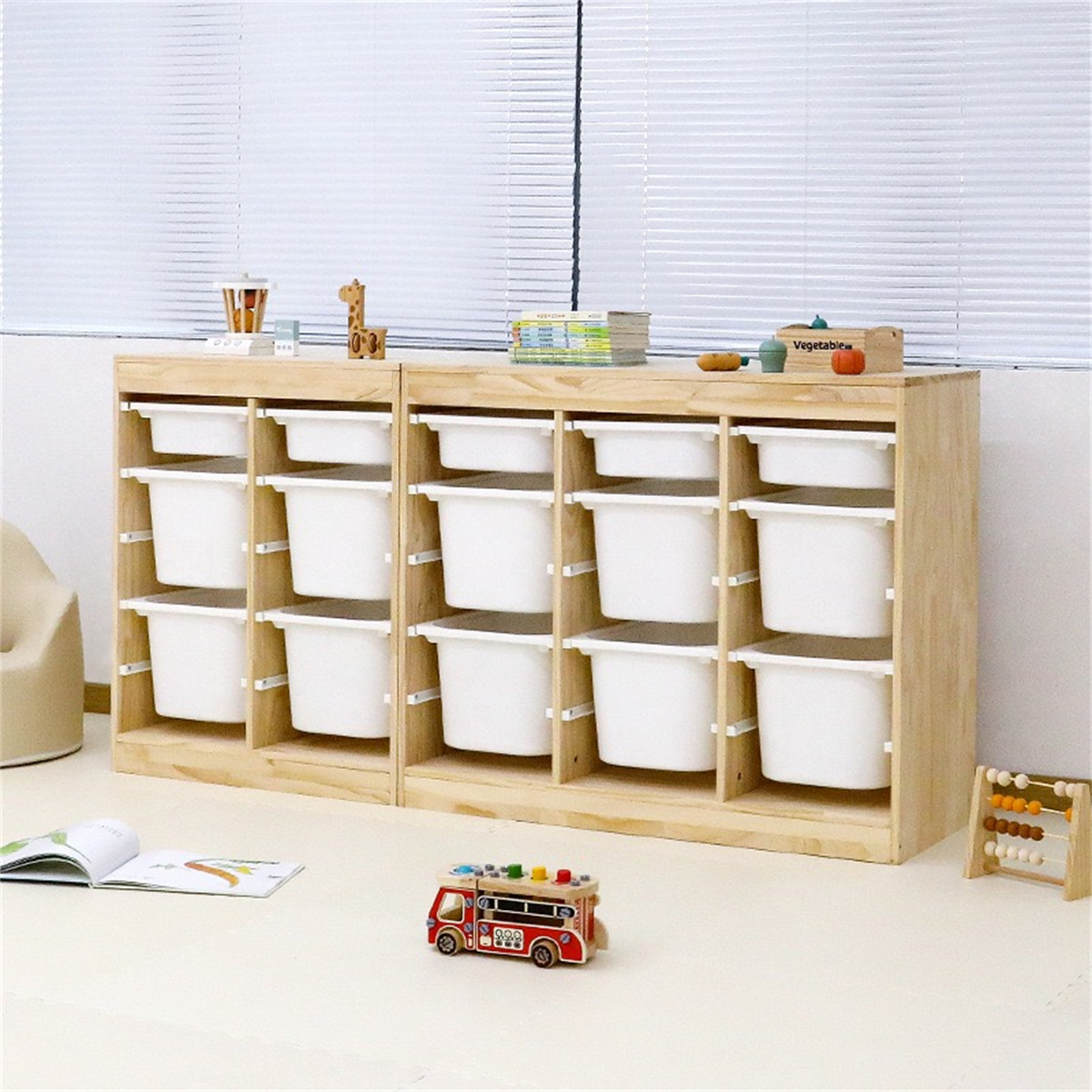 幼儿园儿童环保实木玩具收纳架置物架家用落地多功能舒法特收纳柜