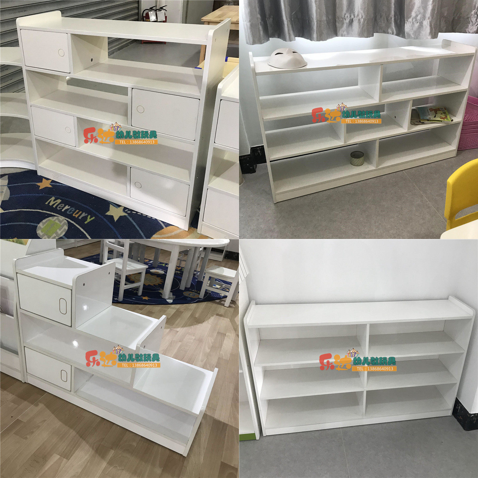 幼儿园儿童区角组合柜收纳柜玩具架欧式白色烤漆实木储物分区柜